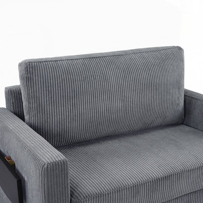 Sleeper Sofa Loveseat Sofa with a Foldable Mattress and Storage Pocket and Two USB Ports - 2 Seat
