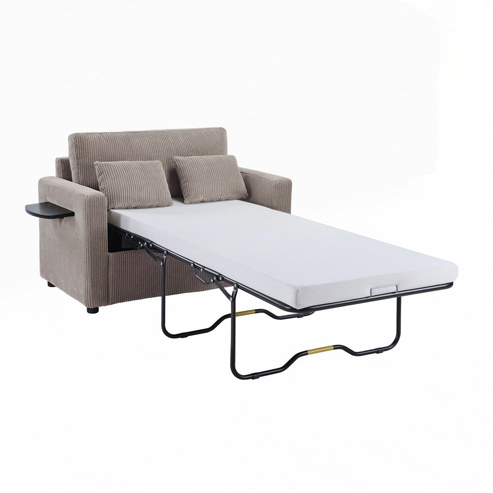Sleeper Sofa Loveseat Sofa with a Foldable Mattress and Storage Pocket and Two USB Ports - 2 Seat