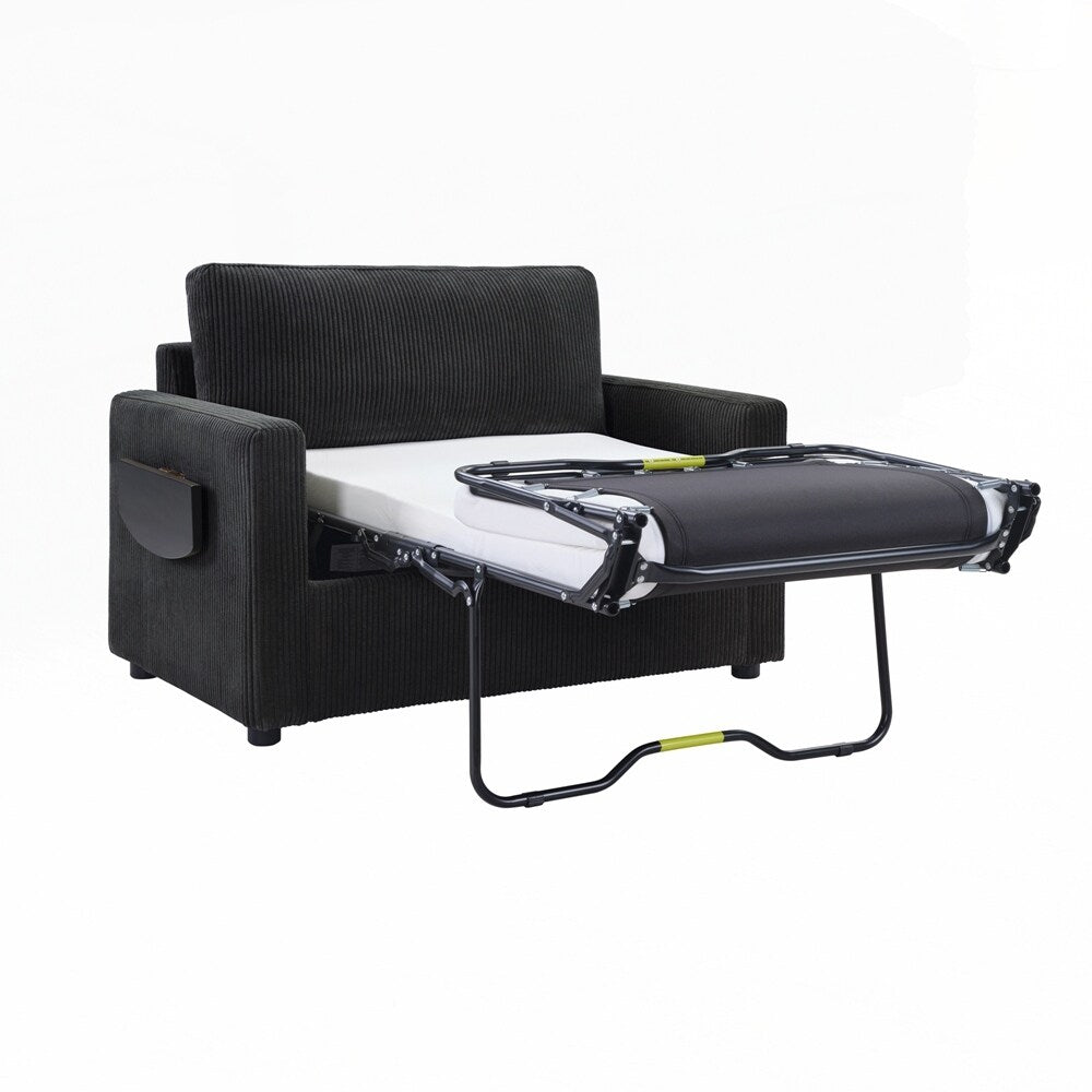 Sleeper Sofa Loveseat Sofa with a Foldable Mattress and Storage Pocket and Two USB Ports - 2 Seat