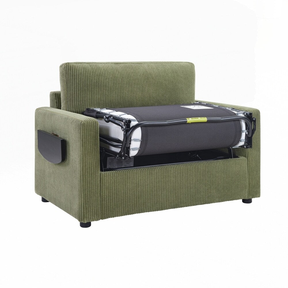 Sleeper Sofa Loveseat Sofa with a Foldable Mattress and Storage Pocket and Two USB Ports - 2 Seat