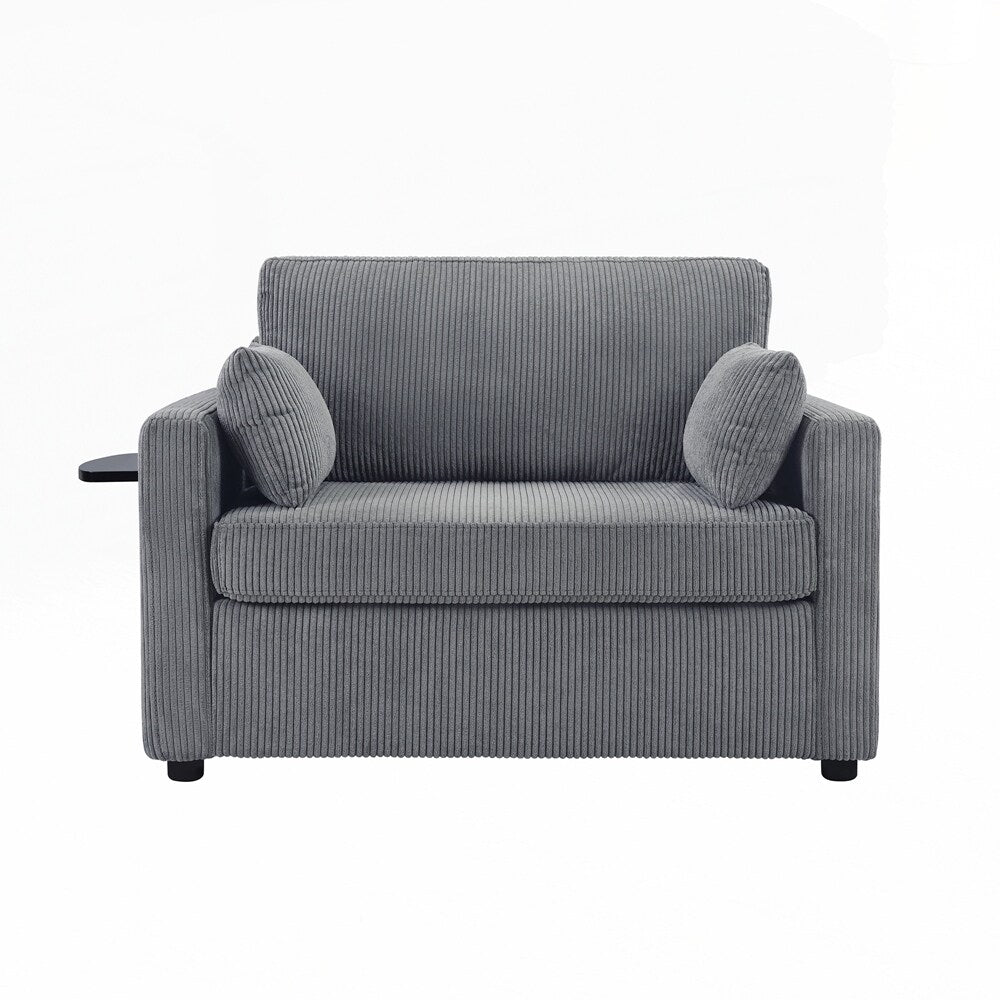 Sleeper Sofa Loveseat Sofa with a Foldable Mattress and Storage Pocket and Two USB Ports - 2 Seat