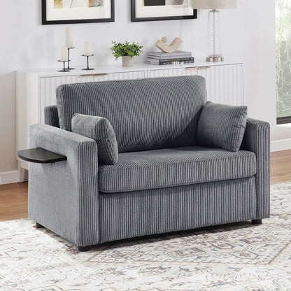 Sleeper Sofa Loveseat Sofa with a Foldable Mattress and Storage Pocket and Two USB Ports - 2 Seat