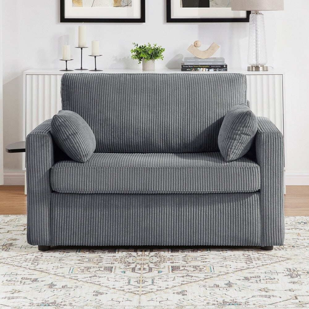 Sleeper Sofa Loveseat Sofa with a Foldable Mattress and Storage Pocket and Two USB Ports - 2 Seat