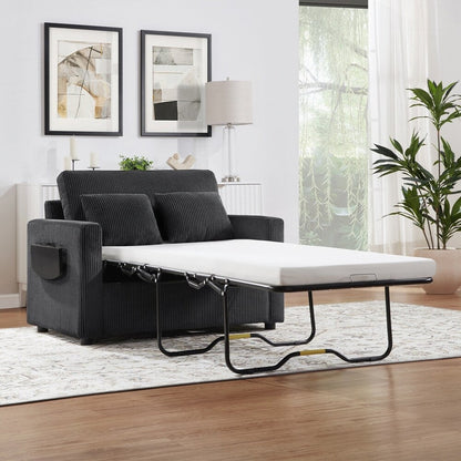 Sleeper Sofa Loveseat Sofa with a Foldable Mattress and Storage Pocket and Two USB Ports - 2 Seat