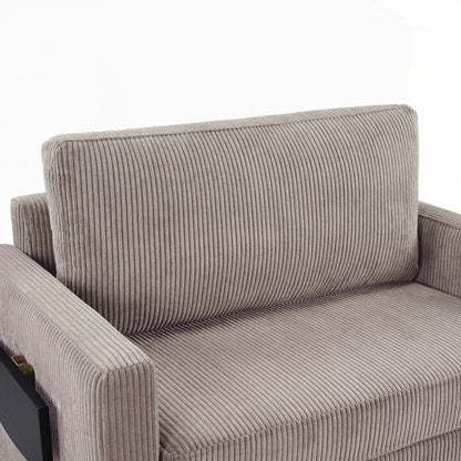 Sleeper Sofa Loveseat Sofa with a Foldable Mattress and Storage Pocket and Two USB Ports - 2 Seat