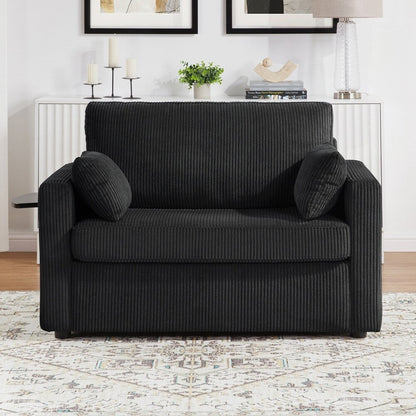Sleeper Sofa Loveseat Sofa with a Foldable Mattress and Storage Pocket and Two USB Ports - 2 Seat