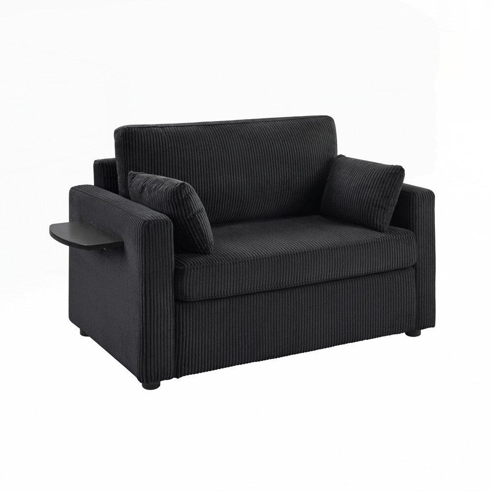 Sleeper Sofa Loveseat Sofa with a Foldable Mattress and Storage Pocket and Two USB Ports - 2 Seat