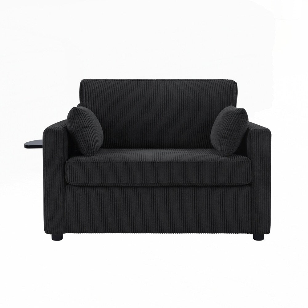 Sleeper Sofa Loveseat Sofa with a Foldable Mattress and Storage Pocket and Two USB Ports - 2 Seat