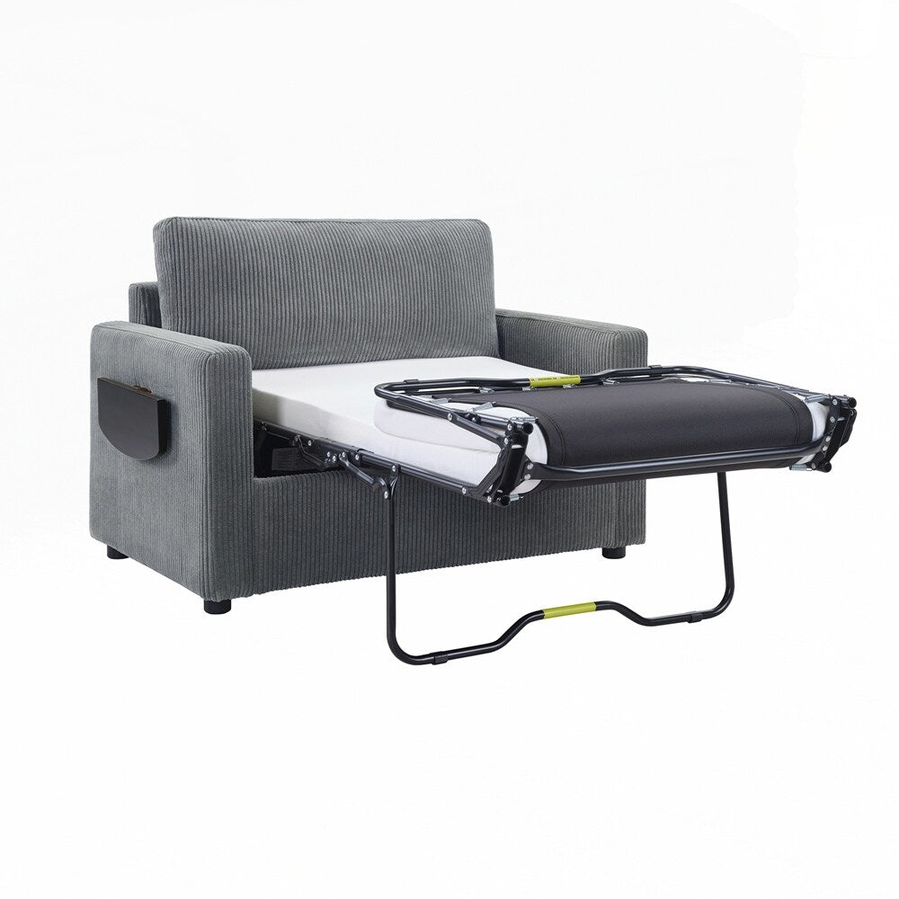 Sleeper Sofa Loveseat Sofa with a Foldable Mattress and Storage Pocket and Two USB Ports - 2 Seat