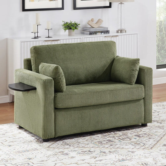 Sleeper Sofa Loveseat Sofa with a Foldable Mattress and Storage Pocket and Two USB Ports - 2 Seat