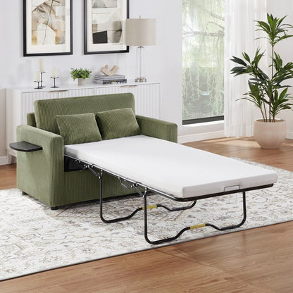 Sleeper Sofa Loveseat Sofa with a Foldable Mattress and Storage Pocket and Two USB Ports - 2 Seat