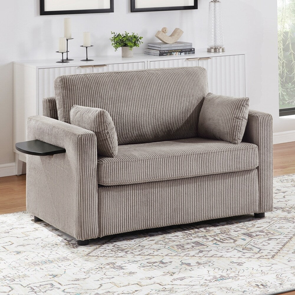 Sleeper Sofa Loveseat Sofa with a Foldable Mattress and Storage Pocket and Two USB Ports - 2 Seat