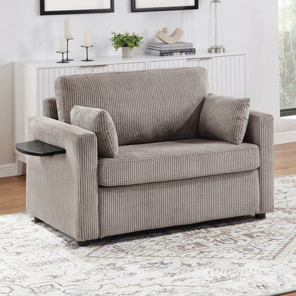 Sleeper Sofa Loveseat Sofa with a Foldable Mattress and Storage Pocket and Two USB Ports - 2 Seat
