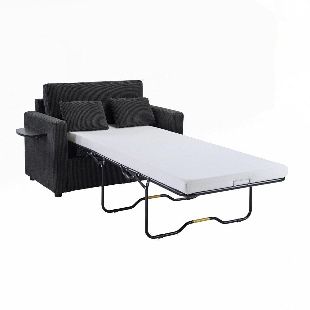 Sleeper Sofa Loveseat Sofa with a Foldable Mattress and Storage Pocket and Two USB Ports - 2 Seat