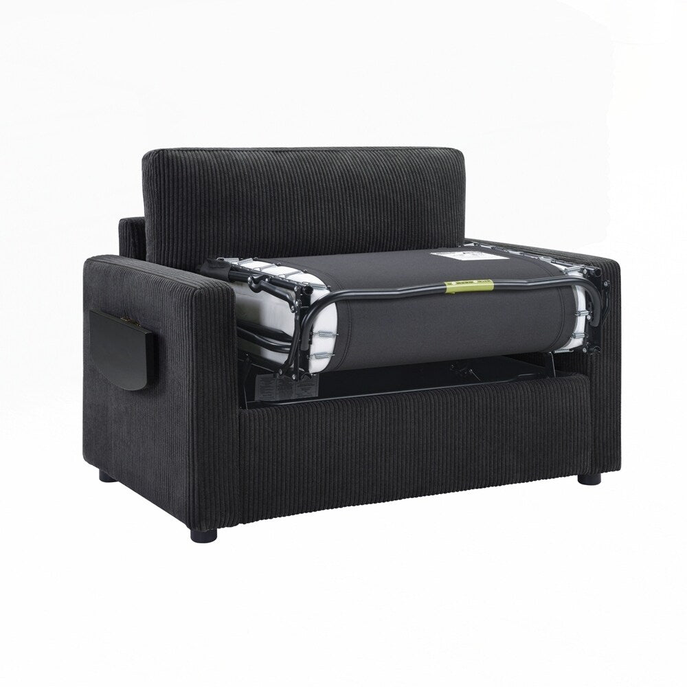 Sleeper Sofa Loveseat Sofa with a Foldable Mattress and Storage Pocket and Two USB Ports - 2 Seat