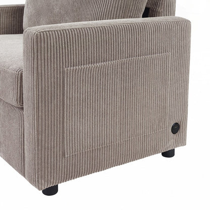 Sleeper Sofa Loveseat Sofa with a Foldable Mattress and Storage Pocket and Two USB Ports - 2 Seat