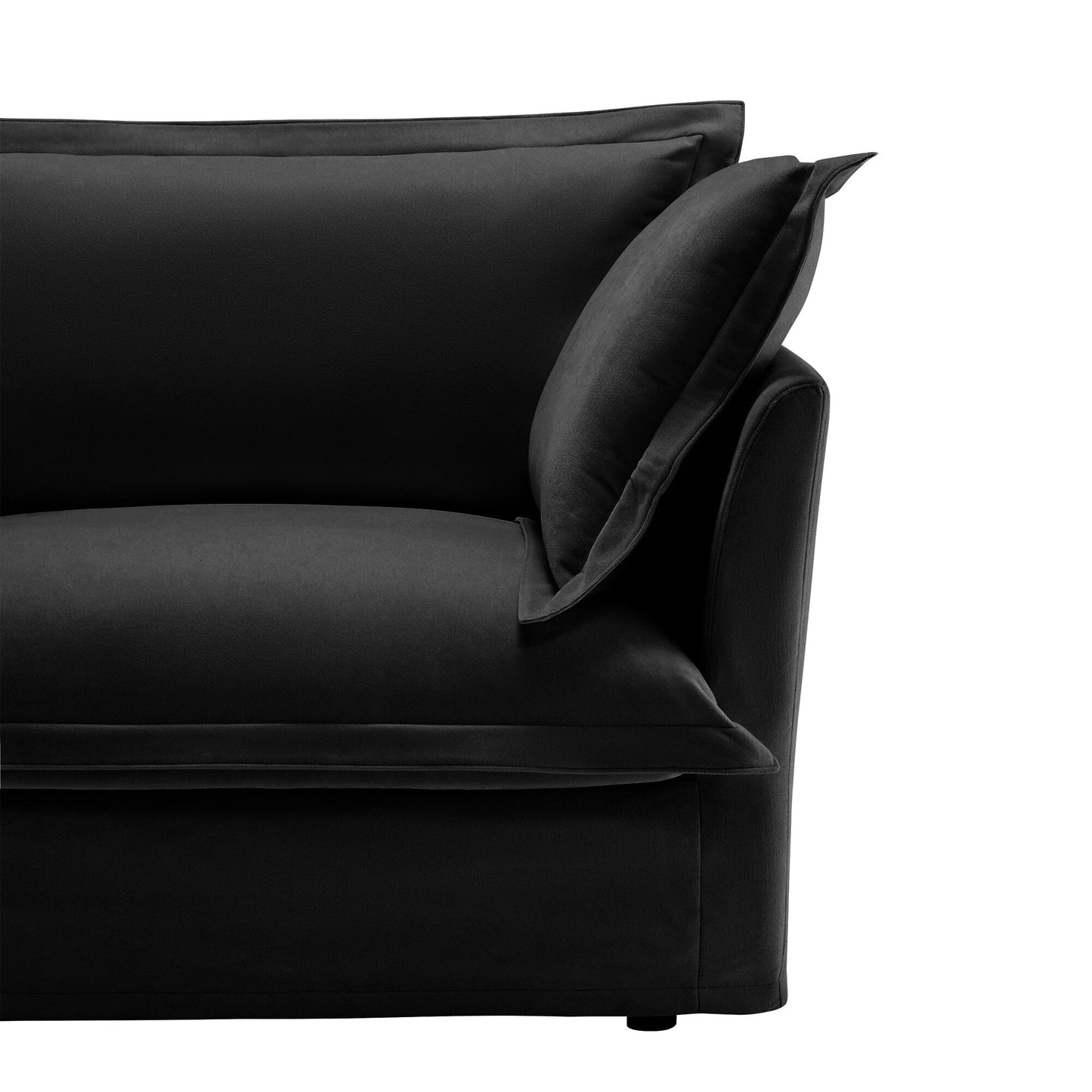 Slipcovered 3 Seater Armless Modern Upholstered Modular Armless Sectional with Reversible Ottoman