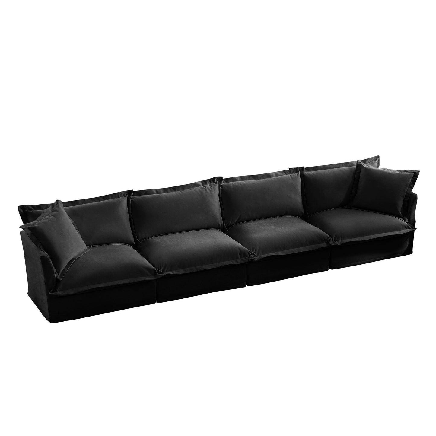 Slipcovered Long Sofa, 4 Seater Sofa with Removable Cover, Extra Deep Couch for Living Room