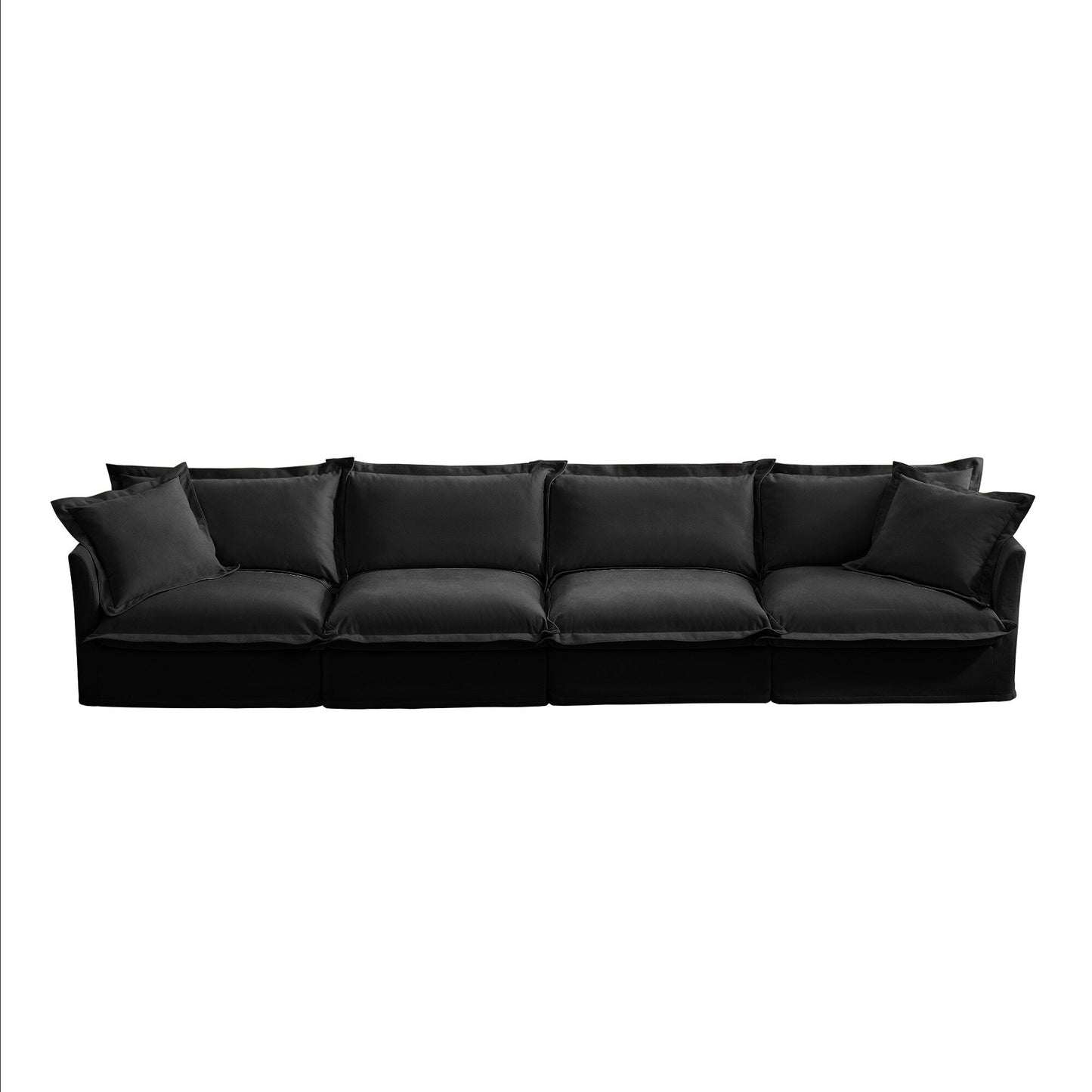 Slipcovered Long Sofa, 4 Seater Sofa with Removable Cover, Extra Deep Couch for Living Room