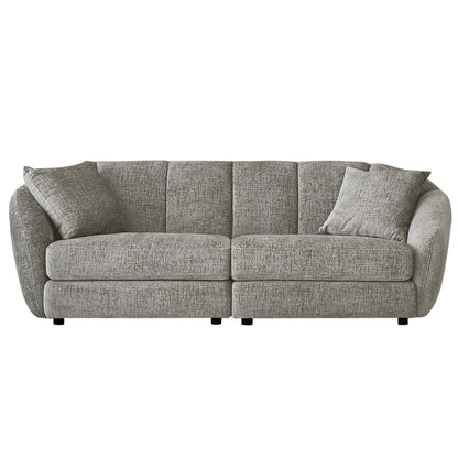 Slope Arm Chenille Fabric Rectangle Sectional Sofa Scallop Sofa