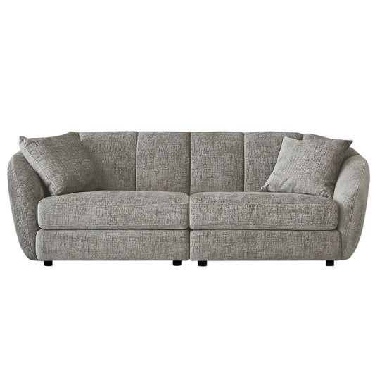 Slope Arm Chenille Fabric Rectangle Sectional Sofa Scallop Sofa