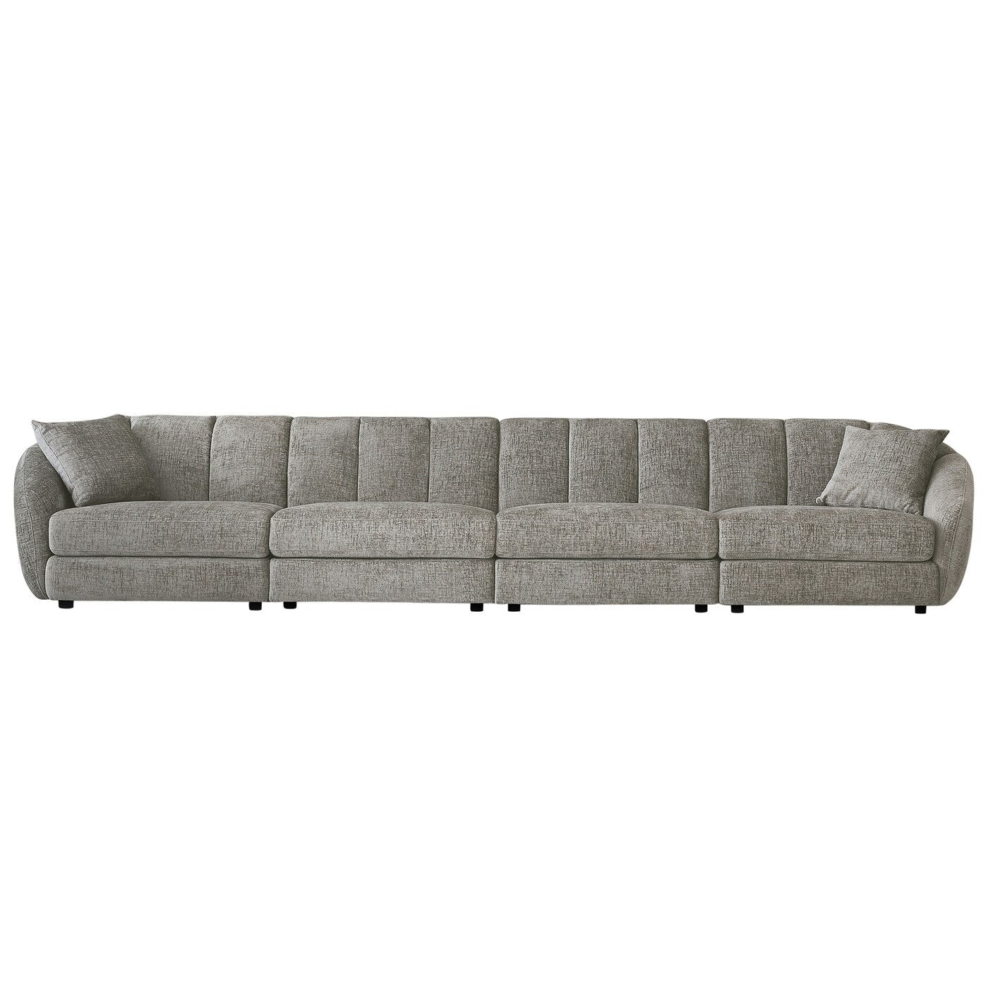 Slope Arm Chenille Fabric Rectangle Sectional Sofa Scallop Sofa