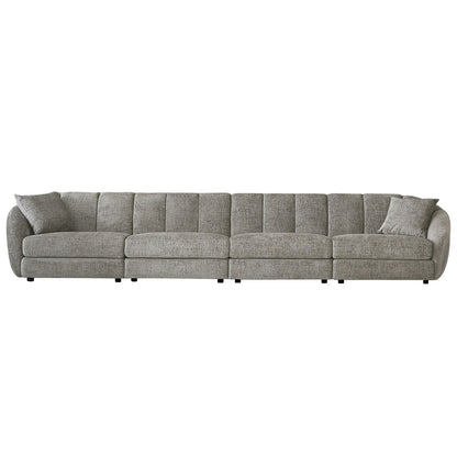 Slope Arm Chenille Fabric Rectangle Sectional Sofa Scallop Sofa