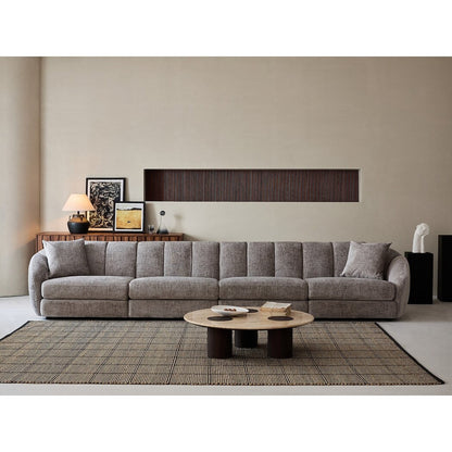 Slope Arm Chenille Fabric Rectangle Sectional Sofa Scallop Sofa