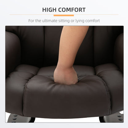 Small Faux Leather Recliner with Ottoman, 10-Zone Massage, 360° Swivel, and Remote Control