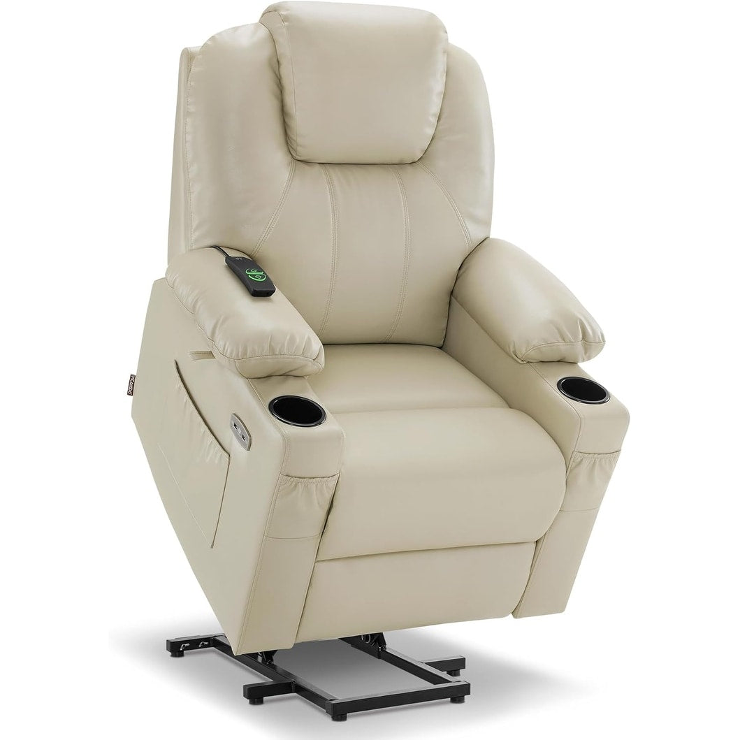 MCombo Small Power Lift Recliner Chair with Massage and Heat for Elderly, 3 Positions and USB Ports Faux leather 7141