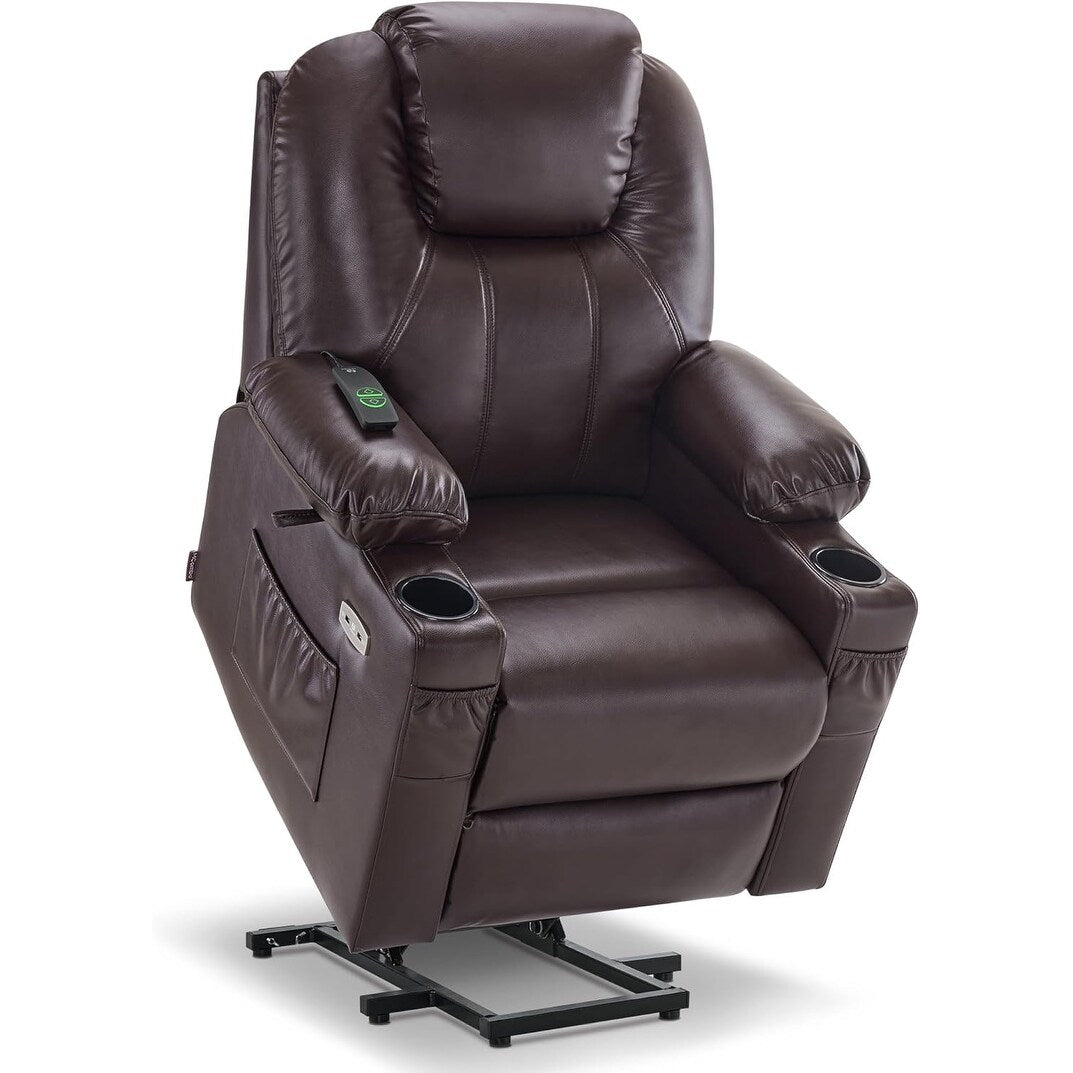 MCombo Small Power Lift Recliner Chair with Massage and Heat for Elderly, 3 Positions and USB Ports Faux leather 7141