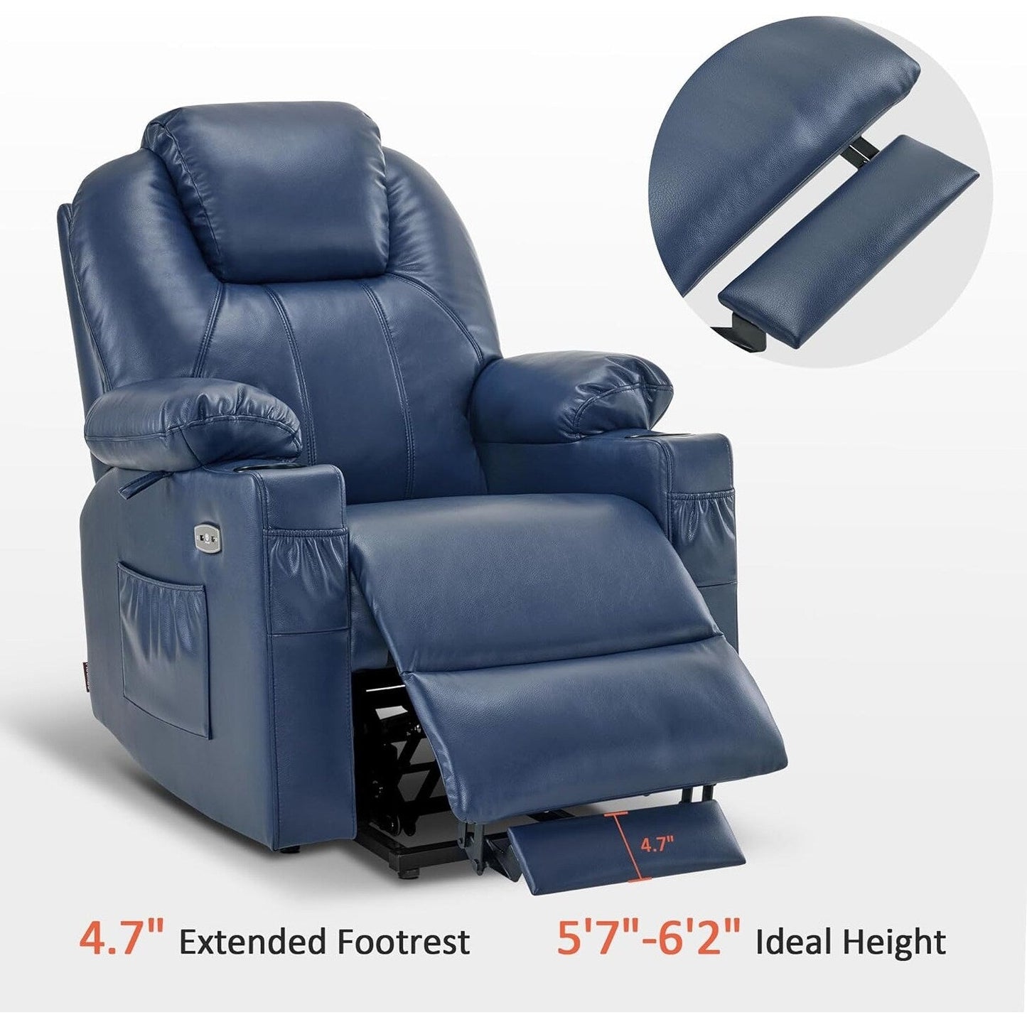 MCombo Small Power Lift Recliner Chair with Massage and Heat for Elderly, 3 Positions and USB Ports Faux leather 7141