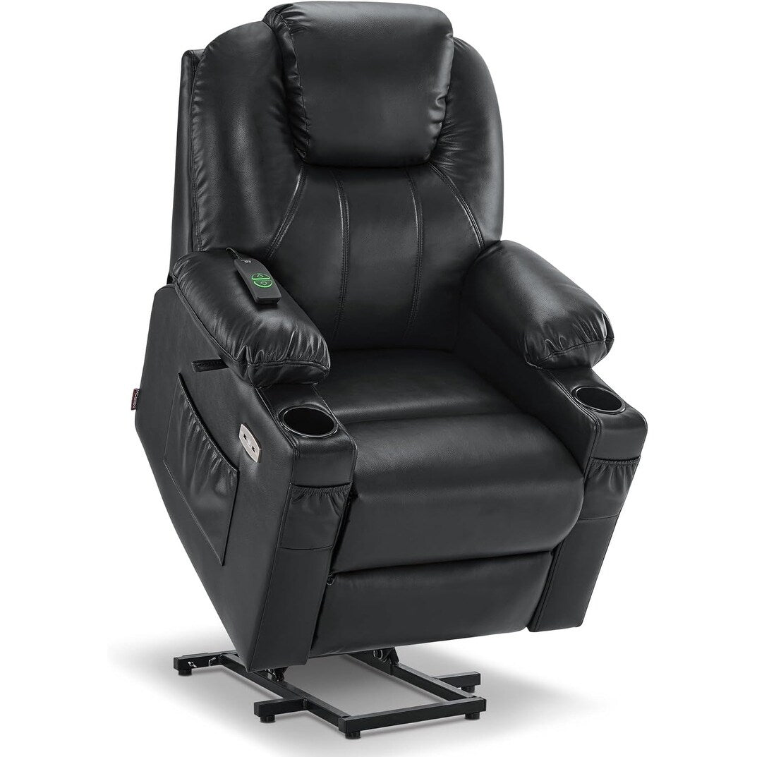 MCombo Small Power Lift Recliner Chair with Massage and Heat for Elderly, 3 Positions and USB Ports Faux leather 7141