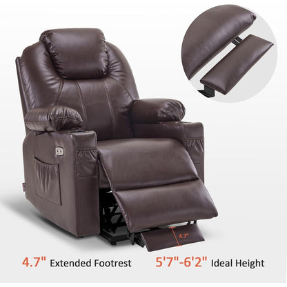 MCombo Small Power Lift Recliner Chair with Massage and Heat for Elderly, 3 Positions and USB Ports Faux leather 7141