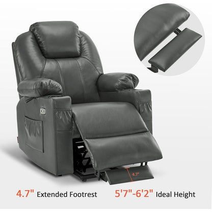 MCombo Small Power Lift Recliner Chair with Massage and Heat for Elderly, 3 Positions and USB Ports Faux leather 7141