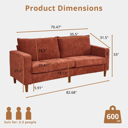 82.7 Sofas for Living Room, Comfy Love Seat Couches, Corduroy Loveseat Sofa,, Easy Assembly with USB