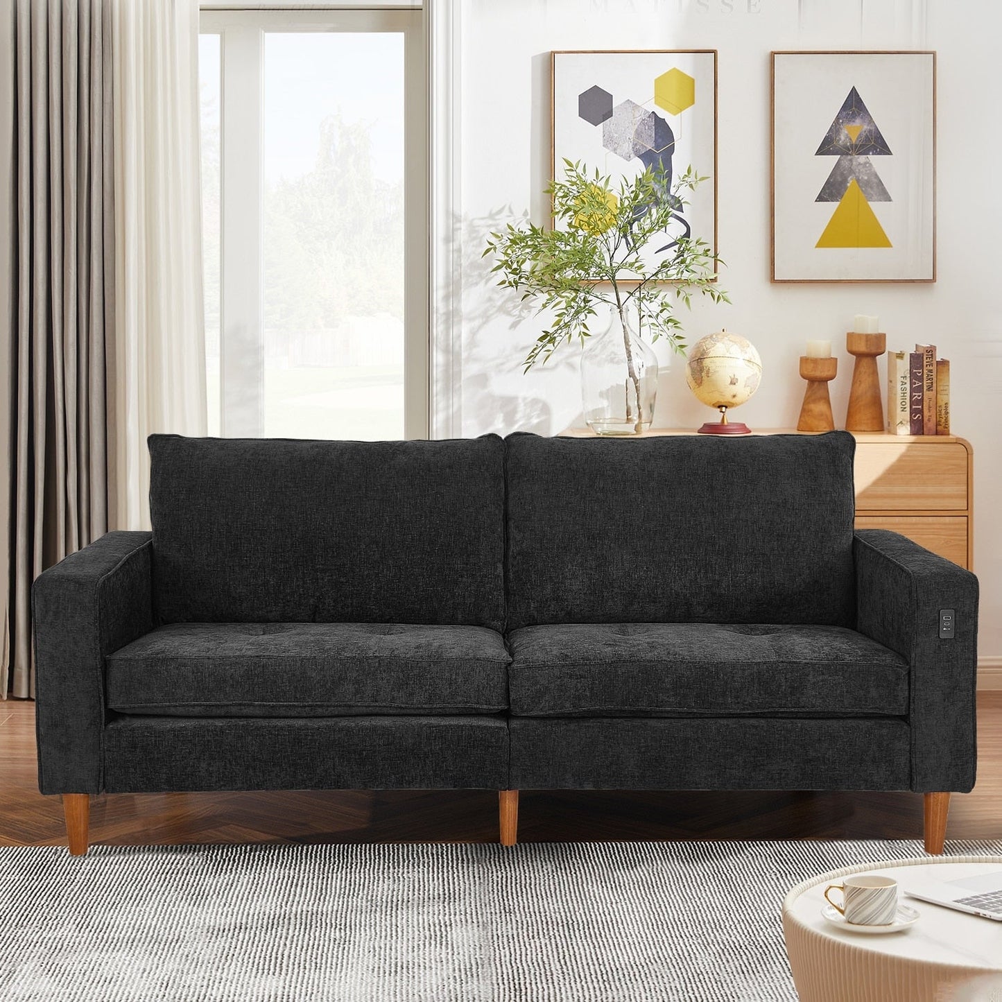 82.7 Sofas for Living Room, Comfy Love Seat Couches, Corduroy Loveseat Sofa,, Easy Assembly with USB