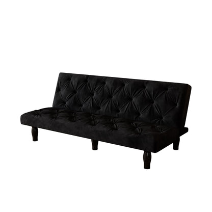 Sofa-to-Bed Evolution: 66 Black Velvet Sofa Bed Transforms Seamlessly, Ideal for Family Living Rooms, Apartments, and Bedrooms