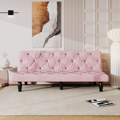 Sofa-to-Bed Evolution: 66 Black Velvet Sofa Bed Transforms Seamlessly, Ideal for Family Living Rooms,Apartments,and Bedrooms
