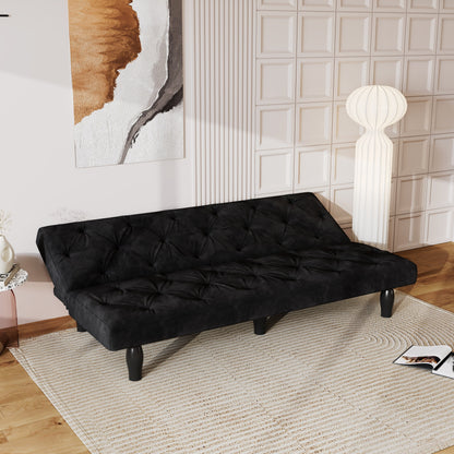 Sofa-to-Bed Evolution: 66 Black Velvet Sofa Bed Transforms Seamlessly, Ideal for Family Living Rooms,Apartments,and Bedrooms