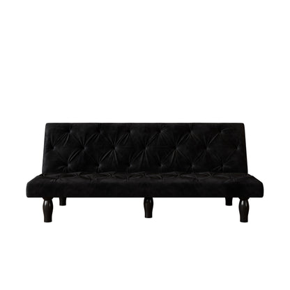 Sofa-to-Bed Evolution: 66 Black Velvet Sofa Bed Transforms Seamlessly, Ideal for Family Living Rooms,Apartments,and Bedrooms