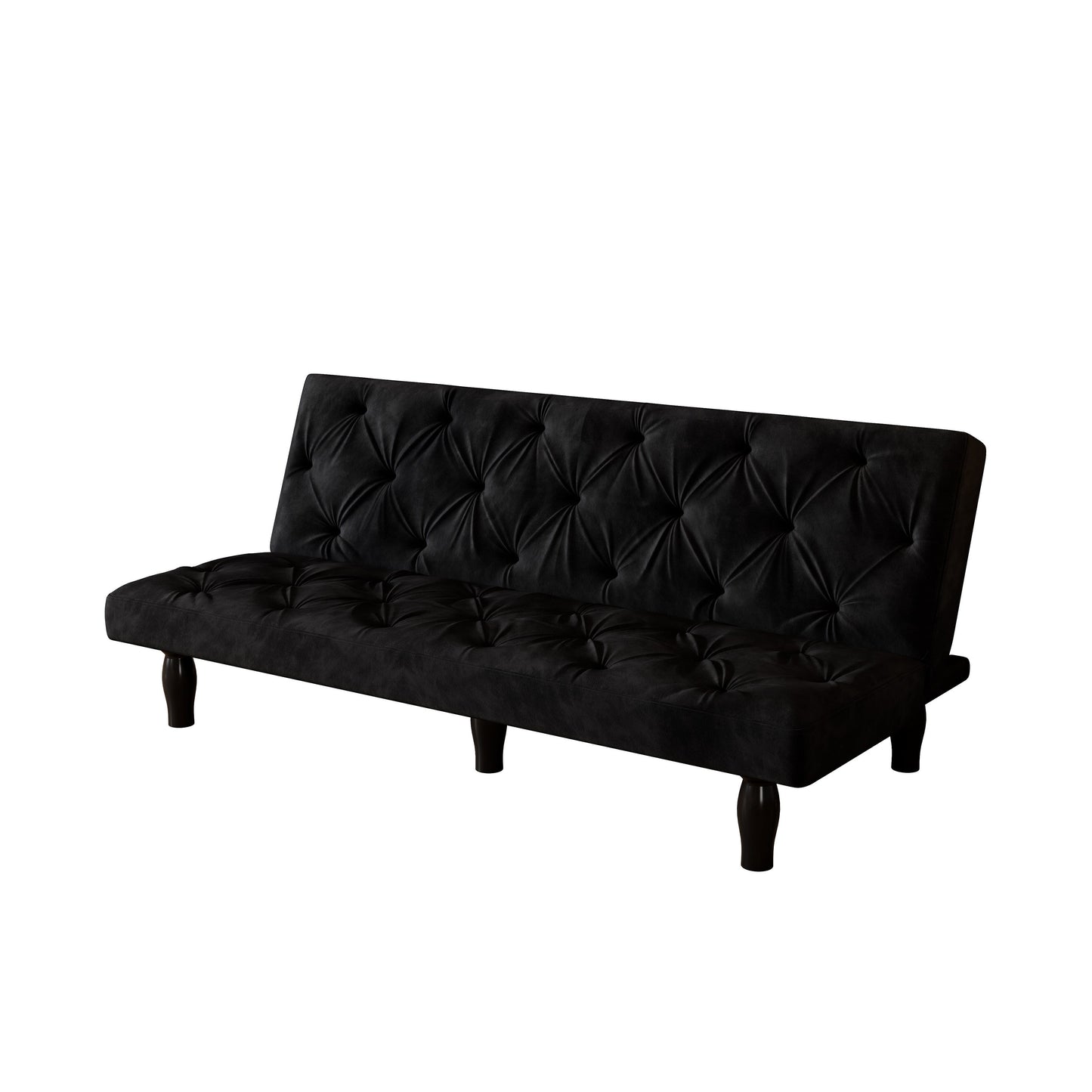 Sofa-to-Bed Evolution: 66 Black Velvet Sofa Bed Transforms Seamlessly, Ideal for Family Living Rooms,Apartments,and Bedrooms