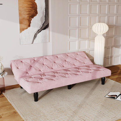 Sofa-to-Bed Evolution: 66 Black Velvet Sofa Bed Transforms Seamlessly, Ideal for Family Living Rooms,Apartments,and Bedrooms