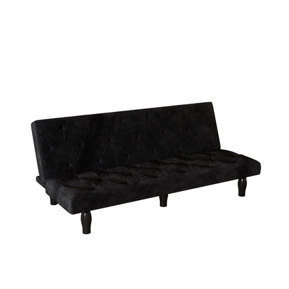 Sofa-to-Bed Evolution: 66 Black Velvet Sofa Bed Transforms Seamlessly, Ideal for Family Living Rooms,Apartments,and Bedrooms