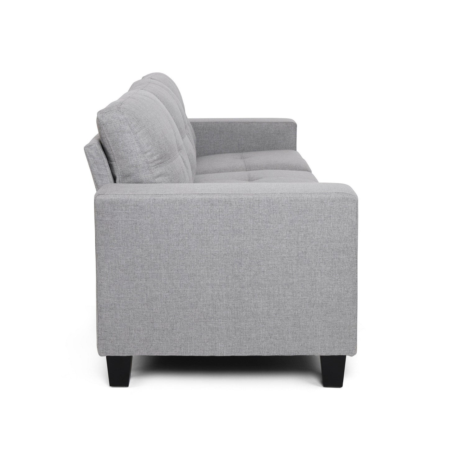 Sofa, 76 Inch, Comfortable Modern Smooth Tufted Gray Fabric Cushions