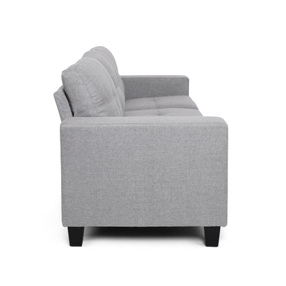Sofa, 76 Inch, Comfortable Modern Smooth Tufted Gray Fabric Cushions