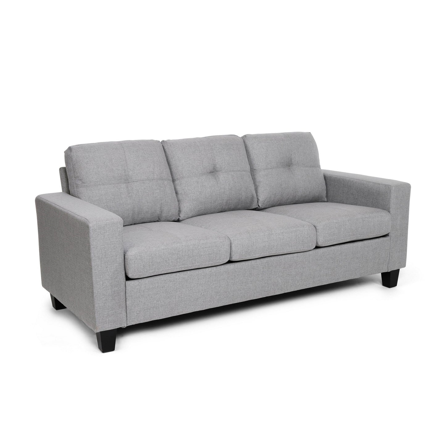 Sofa, 76 Inch, Comfortable Modern Smooth Tufted Gray Fabric Cushions