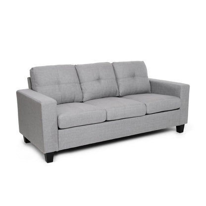 Sofa, 76 Inch, Comfortable Modern Smooth Tufted Gray Fabric Cushions