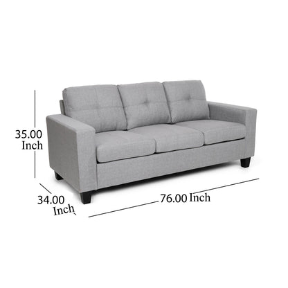 Sofa, 76 Inch, Comfortable Modern Smooth Tufted Gray Fabric Cushions