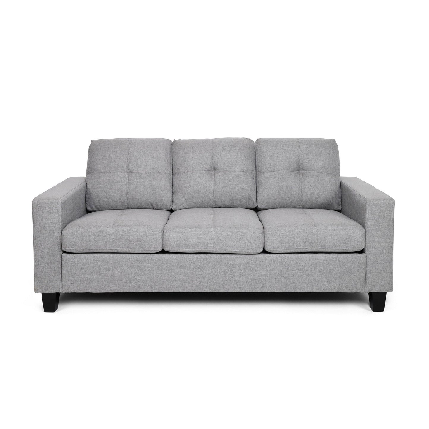 Sofa, 76 Inch, Comfortable Modern Smooth Tufted Gray Fabric Cushions